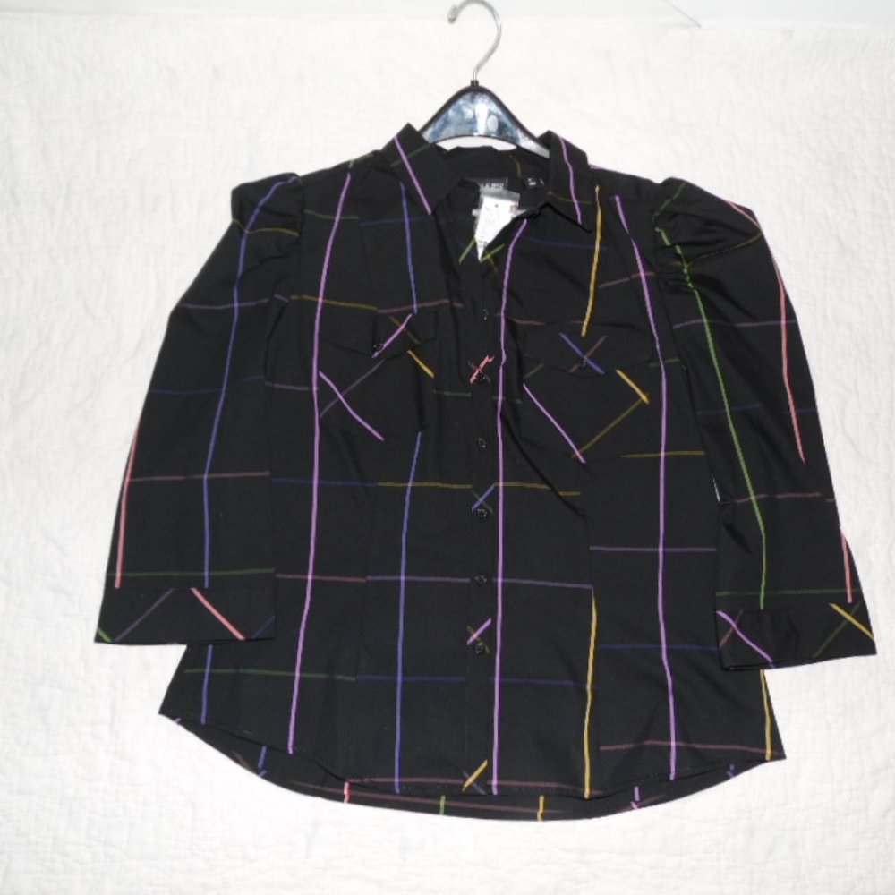 NY&Co. Puff Sleeved Striped Blouse